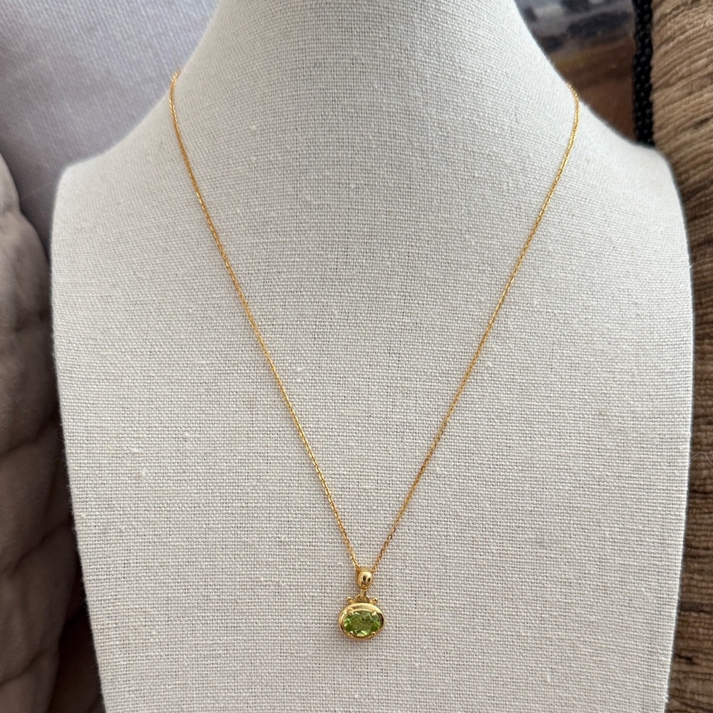 Peridot Necklace | 925 Sterling Silver | 17” Adjustable | Dainty Chain | 7.8mm - Picture 3 of 7